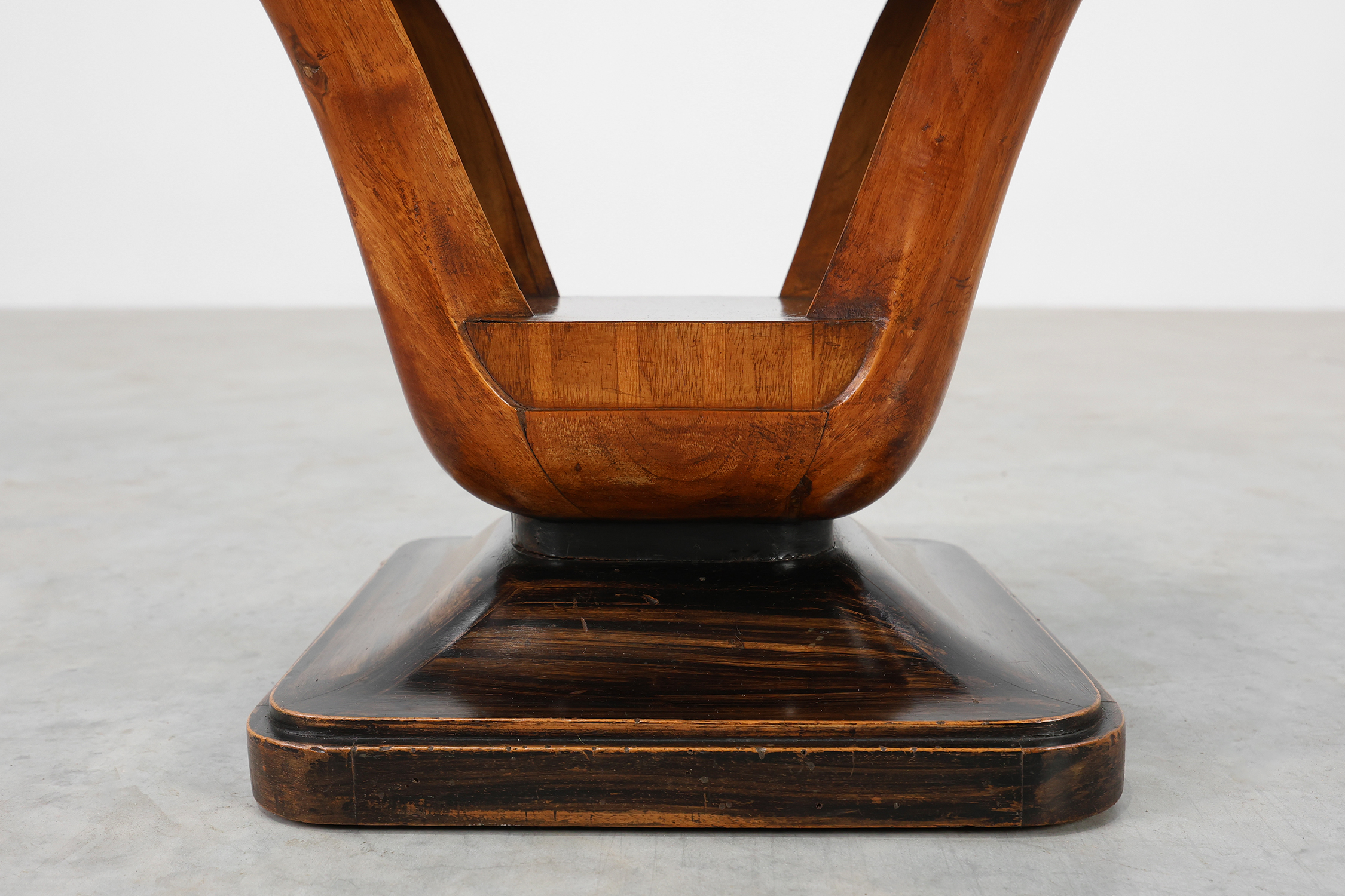 Pair of Art Deco Walnut Stools with Original Fabric, Italy, 1920thumbnail